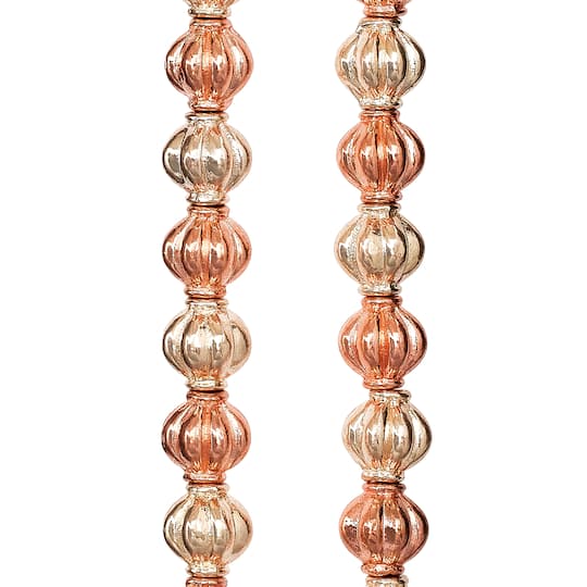 Gold &#x26; Rose Gold Shiny Metal Carved Lantern Beads, 8mm by Bead Landing&#x2122;